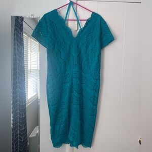 Loft 16 Petite Turquoise Lace Dress - New with tags!